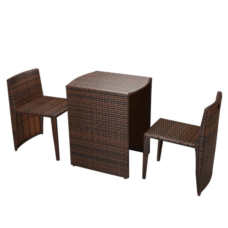 Rectangular 2 - Person 23.6" Long Bistro Set, Brown