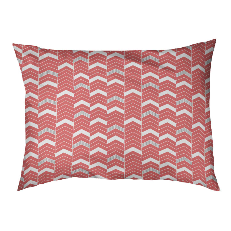 Chelan Geometric Polyester Pet Bed, Red & Grey, Medium (40" W x 6.5" D x 30" H)