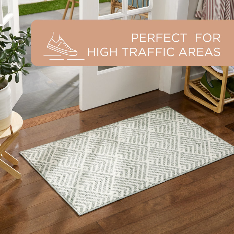 Tapis de cuisine à rayures antidérapant Town & Country Everyday, Vert, Rectangle 2 pi x 3,33 pi