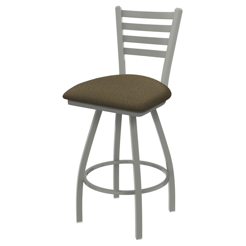 Tabouret de bar pivotant de 36" Evers, Nickel anodisé, Tissu liège graphique, Extra Tall (36” Seat Height)