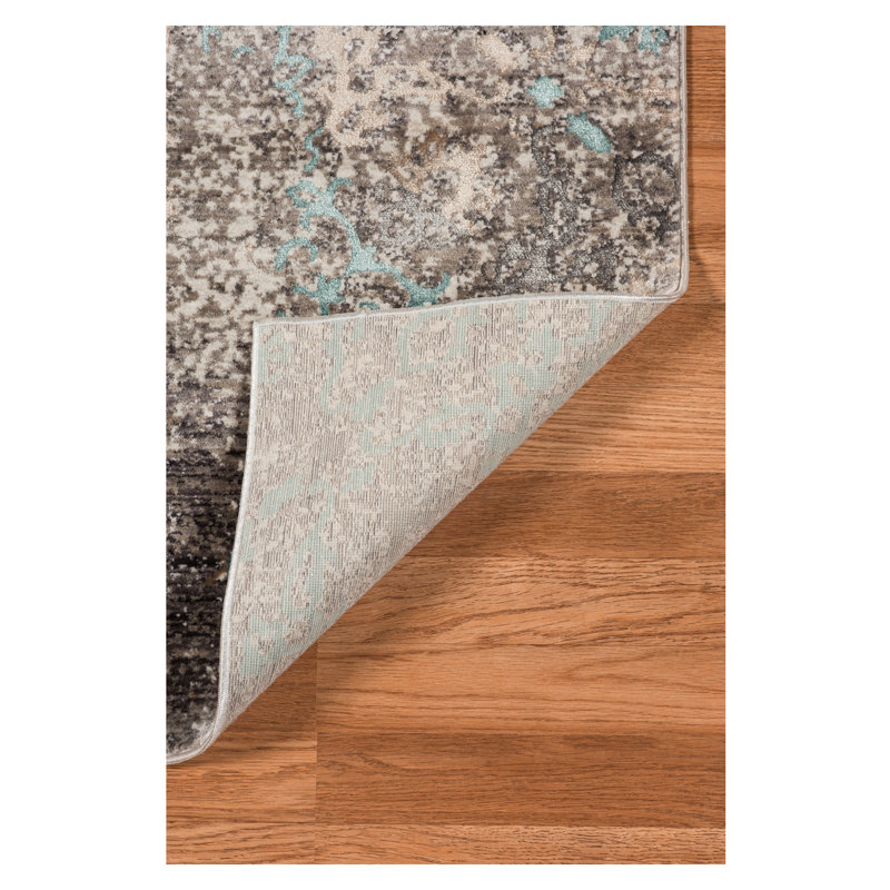 Tapis décoratif Aqua/brun à motif abstrait, Rectangle 3 pi 11 po x 5 pi 7 po