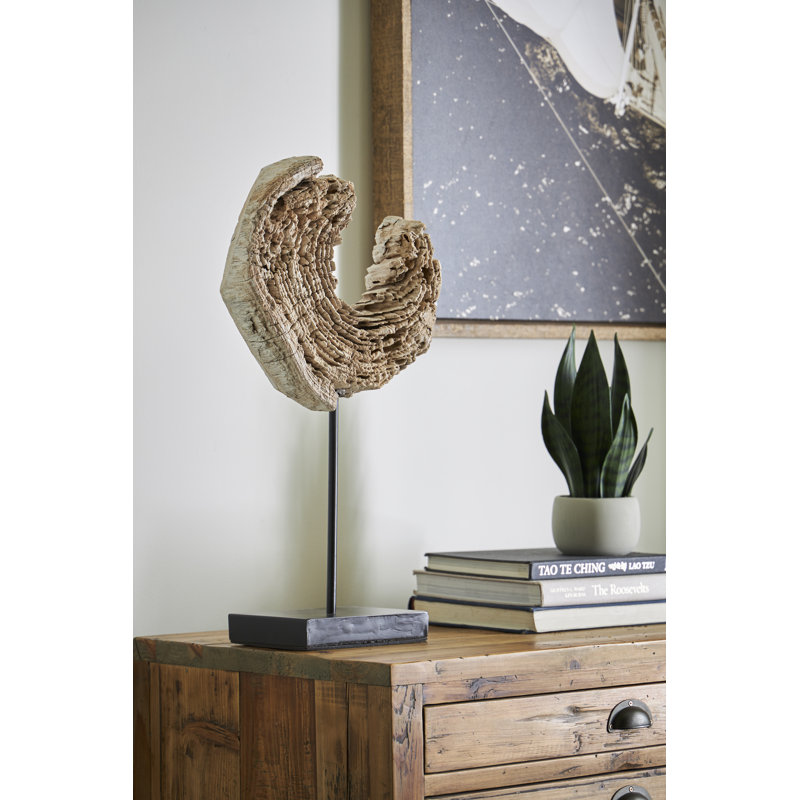 Sculpture en bois érodé C sur support, assorti