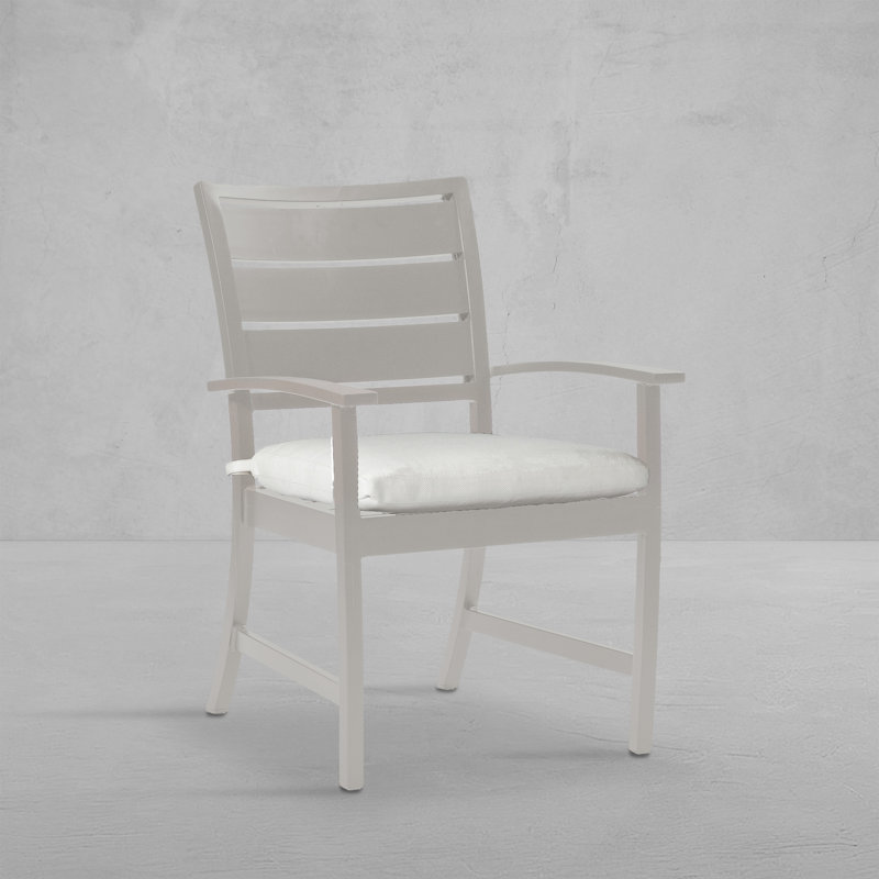 Charleston Aluminum Patio Dining Armchair with Cushions, Welt, Rollo Cream, Oyster