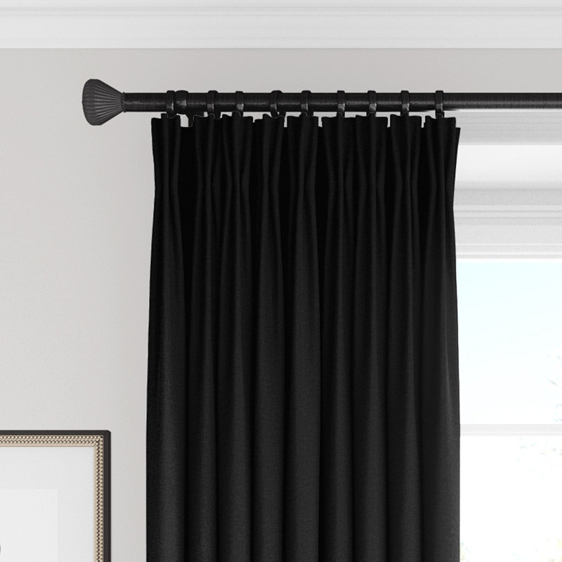 Alia Velvet Solid Color Pinch Pleat Curtain Panels, 40" W x 84" L, Black