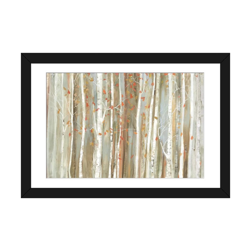 «Birch Bark», reproduction d'impression sur toile tendue, H 16 po x l 24 po x P 1 po, Papier d'art encadré noir, Blanc