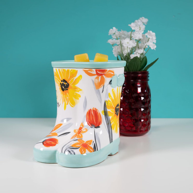 Floral Rain Boot Ceramic Wax Melt Warmer