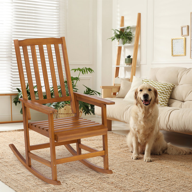 Chaise berçante en acacia d'intérieur, Marron clair