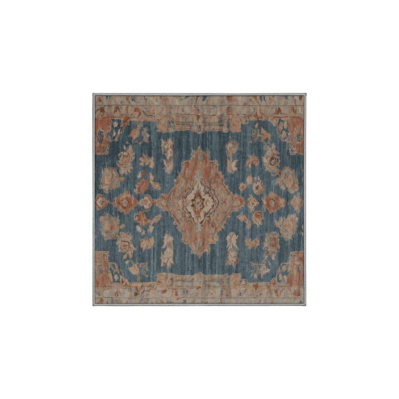 Machine Washable Gray Area Rug, Square 8'