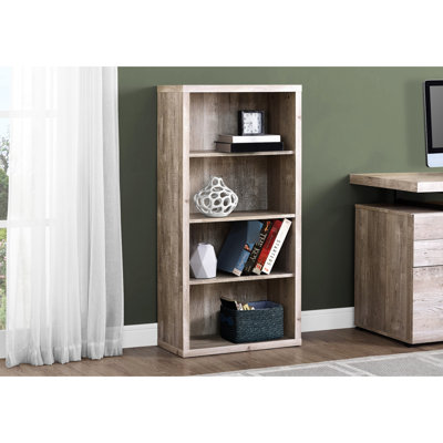 Bibliothèque de 48 po de hauteur, taupe, 5 niveaux, rangement pour chambre à coucher de bureau, design industriel moderne, grande capacité de finition de niveau taupe, hauteur de 48 po, et mobilier, design