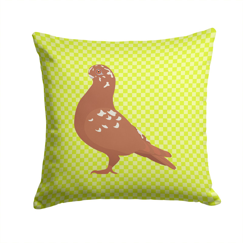 Coussin décoratif extérieur hibou pigeon check, Vert, 14 po x 14 po