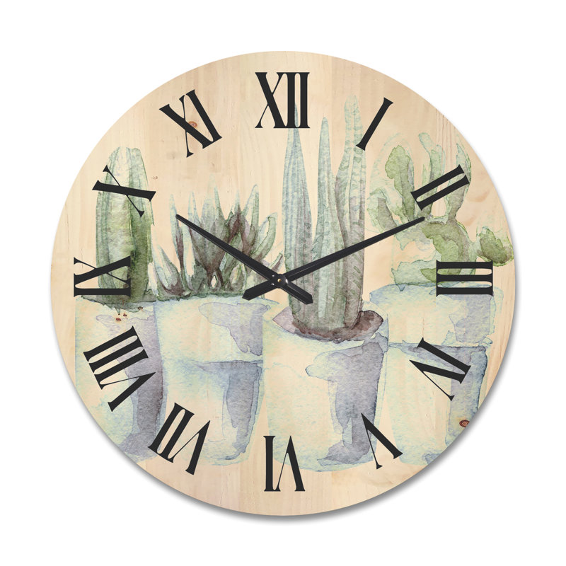 Horloge murale cactus et plantes grasses V, Grand