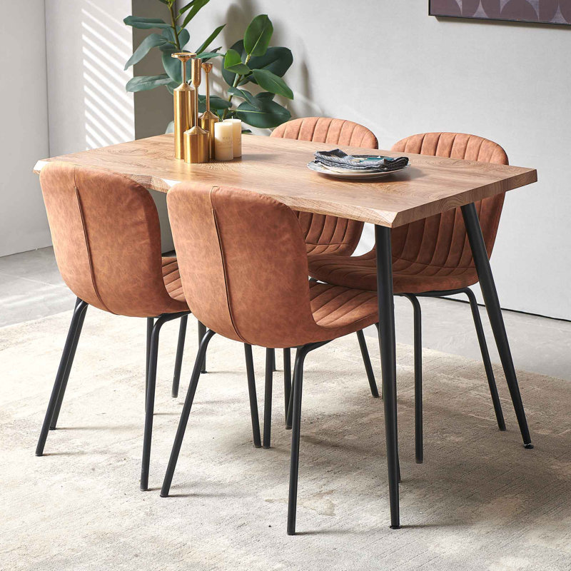 4 - Person Four Leg Dining Set, Brown