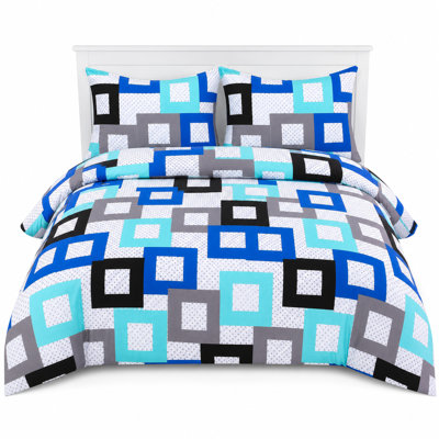 NZ Cotton Blend Geometric Duvet Cover Set with Pillowcases