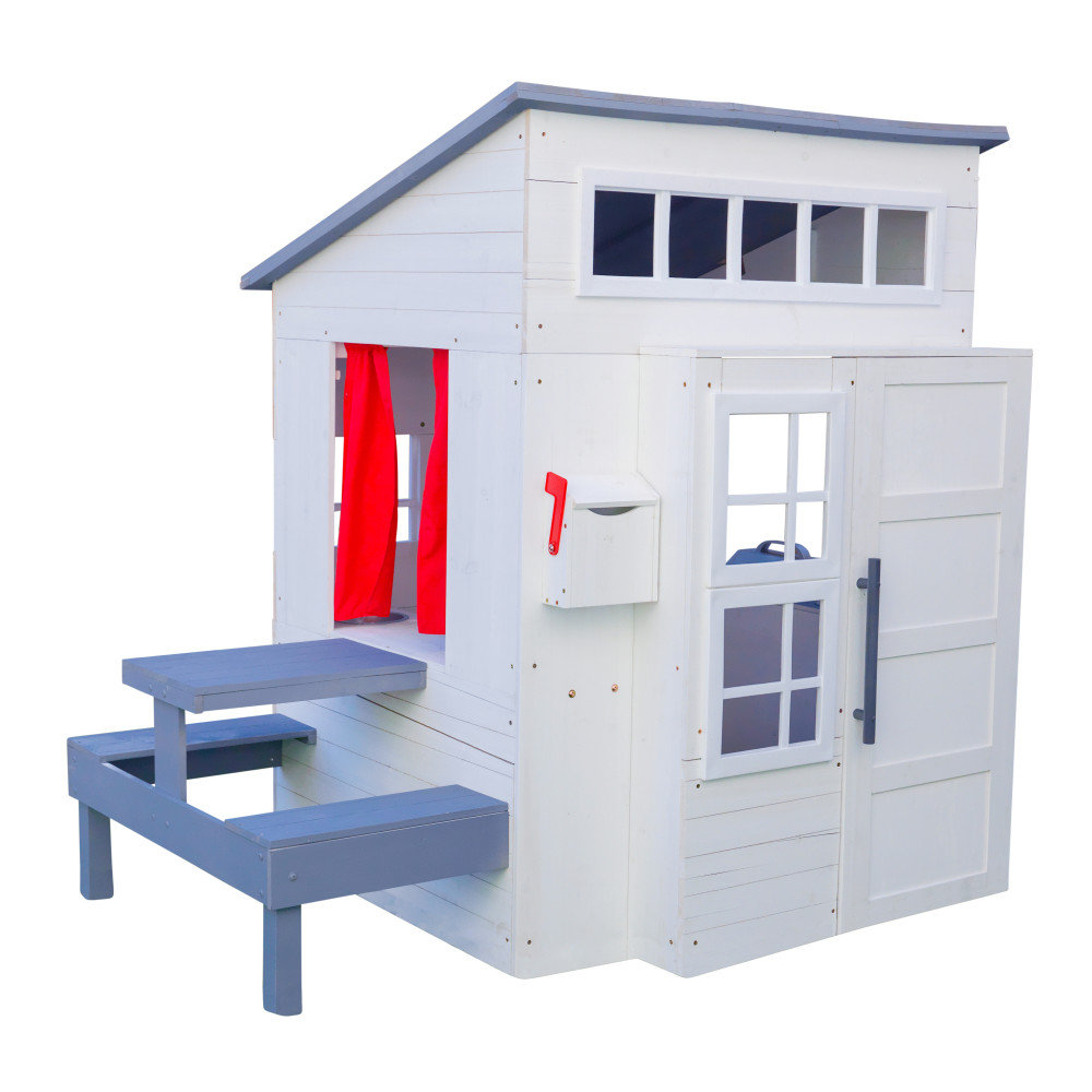 KidKraft Modern Outdoor Wooden Playhouse with Picnic Table