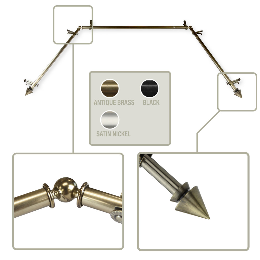 Iovanca Steel Adjustable Bay Window Single Curtain Rod Ebern Designs 