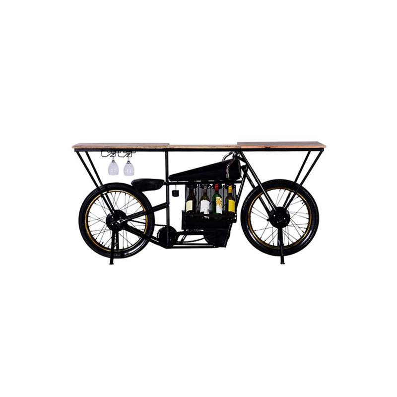 4 Bottle Solid Wood Floor Wine Bottle & Glass Rack in Black