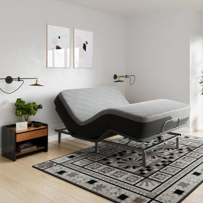 Adjustable Bed Frame With Lounge Feature - 79"X59", Quiet Motor Voice Activated Speaker 79" Deep X 59" Wide 12" High
