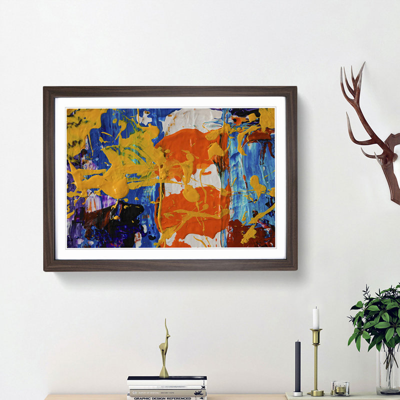 Abstract Art Painting Vol.80 by S.Johnson - Picture Frame Painting Print, 36cm H x 48cm W x 2cm D, Walnut Framed