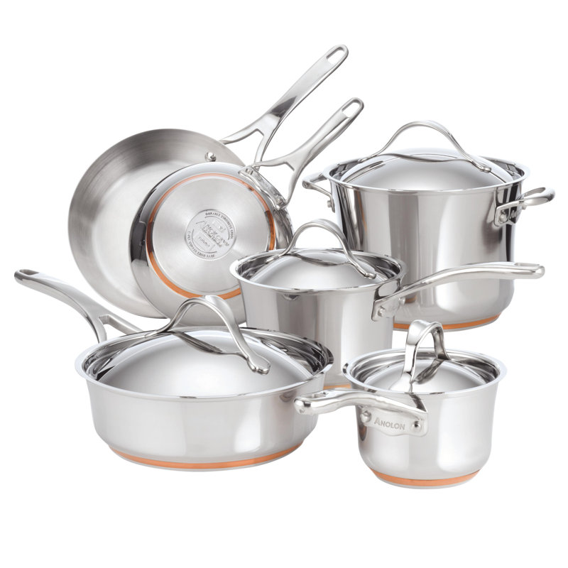 Anolon Nouvelle Copper Stainless Steel 10-Piece Cookware Set