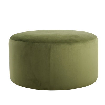 Olive Velvet Round - 16.2 Inches High, 30.15 Wide, Function As Footrest Or Side Table, Luxury Appearance Tall, Work Comfort And