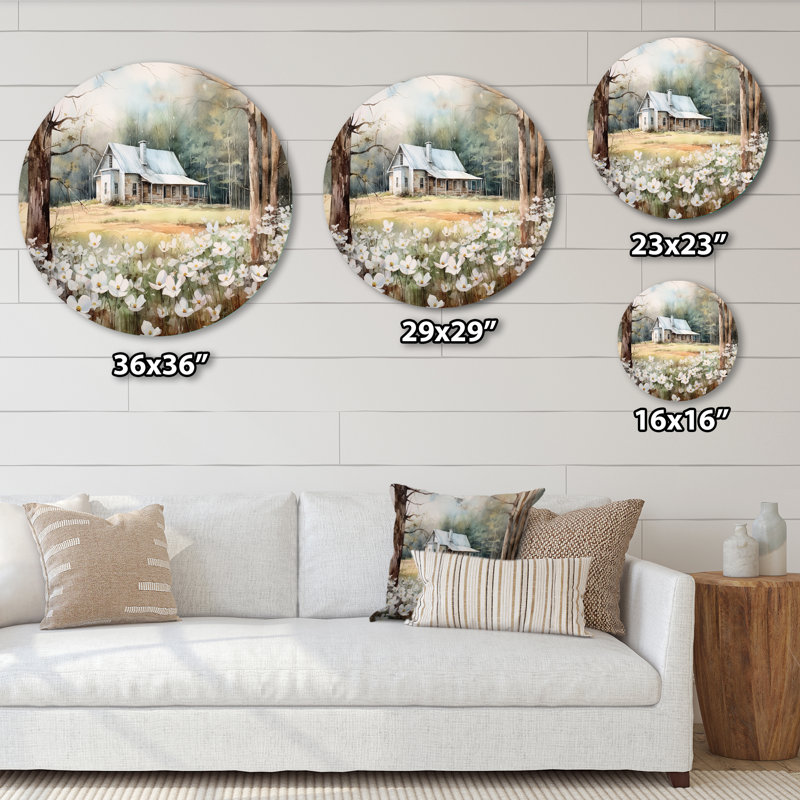 Art floral rond en métal, H 36 po x l 36 po