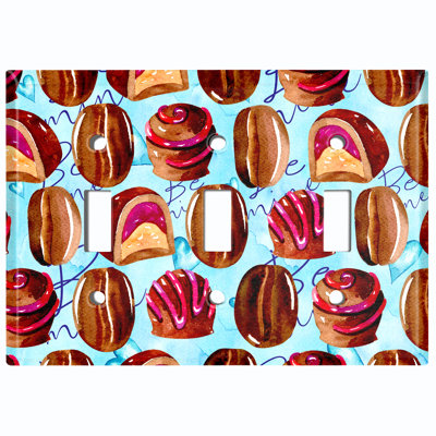 Patterned 3 - Gang Toggle Light Switch Standard Wall Plate