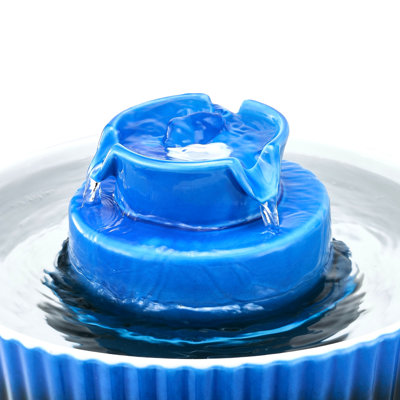 Fontaine en céramique pour chat 2,1 L, 360 à boire pour les animaux de compagnie, teinture - céramique, fontaine à double filtration de style petit gâteau de 2,1 L, nettoyage à haute température