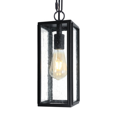 Luminaires suspendus d'extérieur avec verre ensemencé, lumière de véranda suspendue extérieure pour patio, hauteur réglable