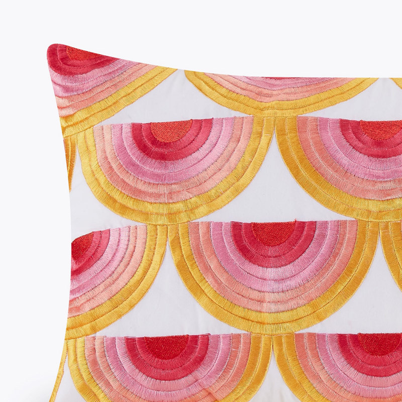 Small Rectangular Multicolor Embroidered Lumbar Pillow