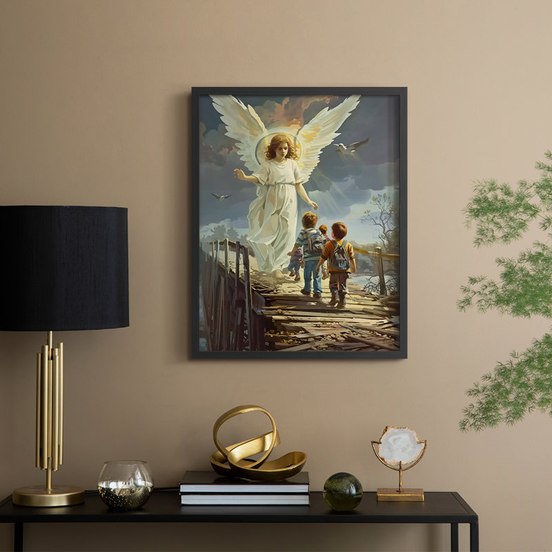 Religious Series CDLVII, reproduction encadrée - bois massif, H 11 po x l 9 po, Noir, noir, noir, noir