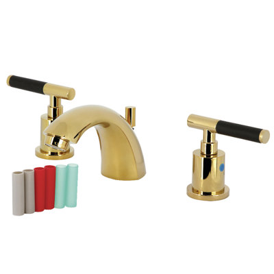 Kingston Brass Kaiser Two-Handle 3-Hole Deck Mount Mini-Widespread Bathroom Faucet with Pop-Up Drain