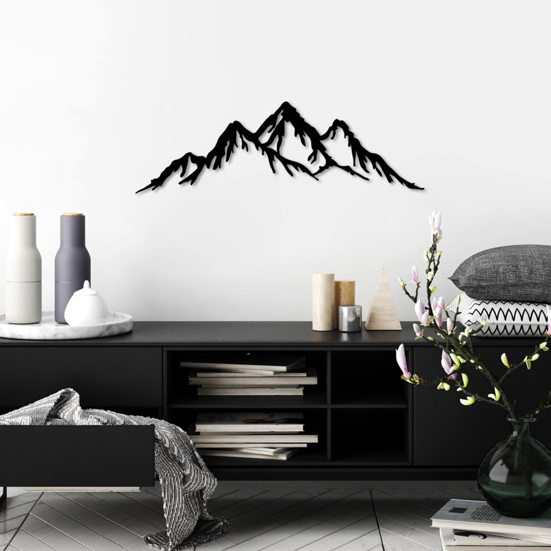 Elegant Black Decorative Metal Wall Accessory, 27.6 x 8.7 inches | 100% Metal Construction, Thickness: 0.06 inches | Lightweight (0.6 lbs) & Easy to Hang, Perfect for Home Decor & Modern Interiors