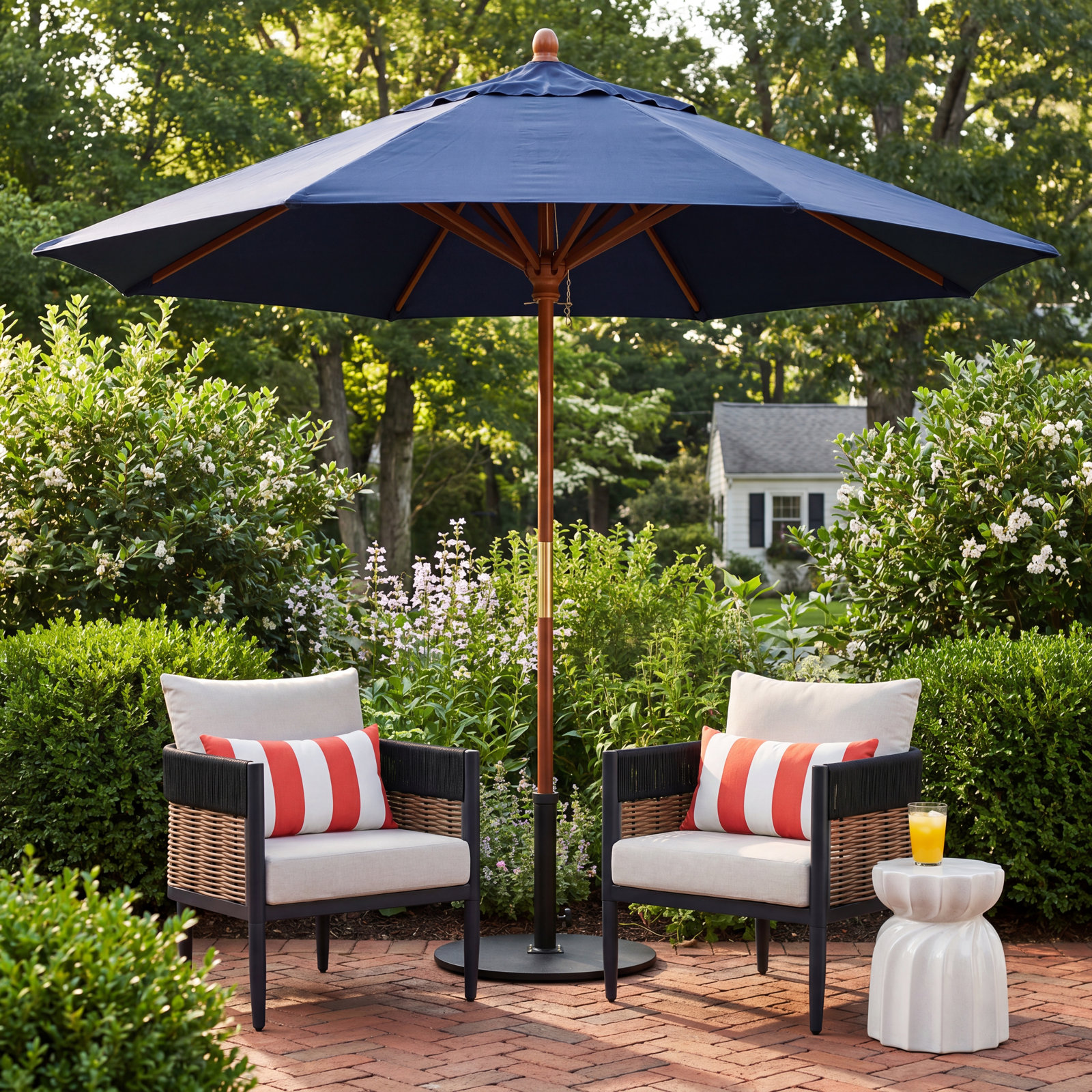 Manford 108'' Outdoor Umbrella, Navy Blue- Olefin