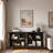 Metal Iron Frame Sideboard With Stained Tropical Plant Glass Doors, Golden Handles And Sturdy Legs