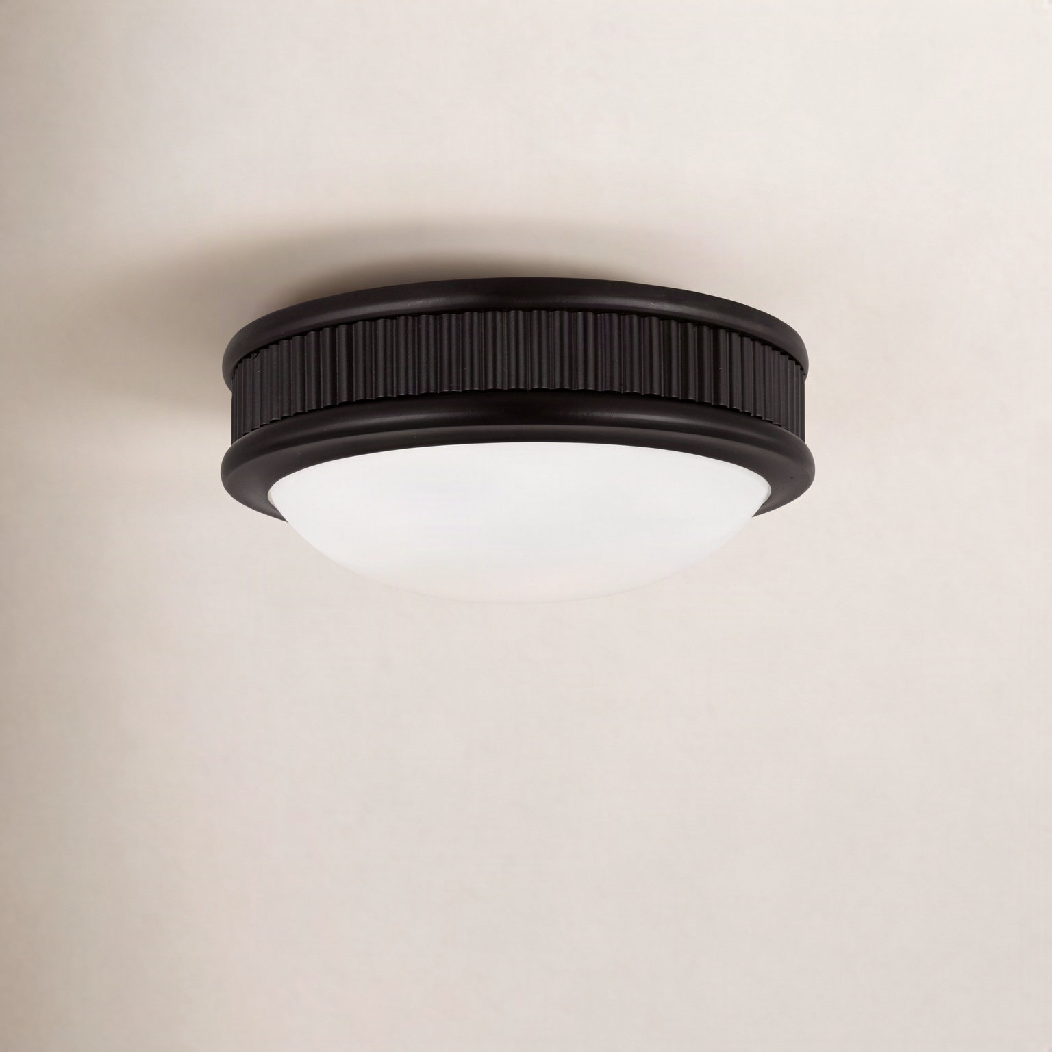 Rigsby Single Light Flush Mount, Aged Iron, 3" H x 8" W x 8" D