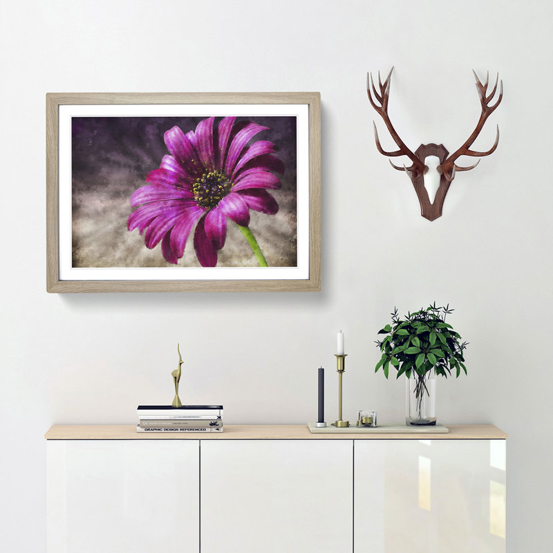 Purple Daisy - Framed Print, Oak Framed, 45cm H x 63cm W x 2cm D