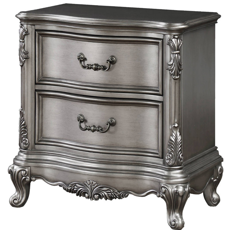Antique Platinum 2-drawer Nightstand