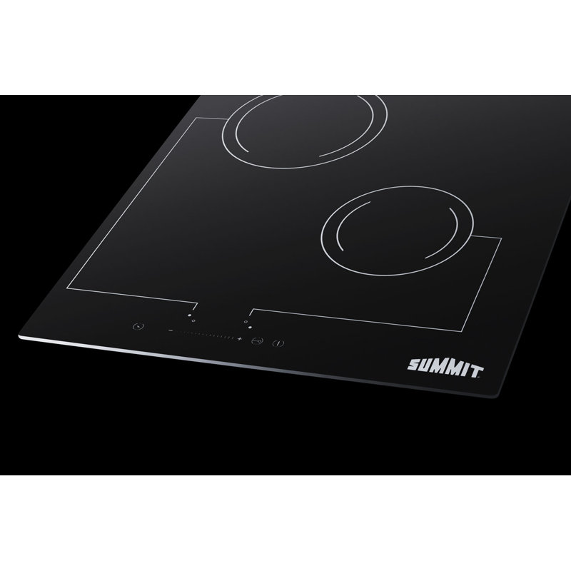 18" Black Ceramic Glass 2-Burner Electric Cooktop with Touch Control