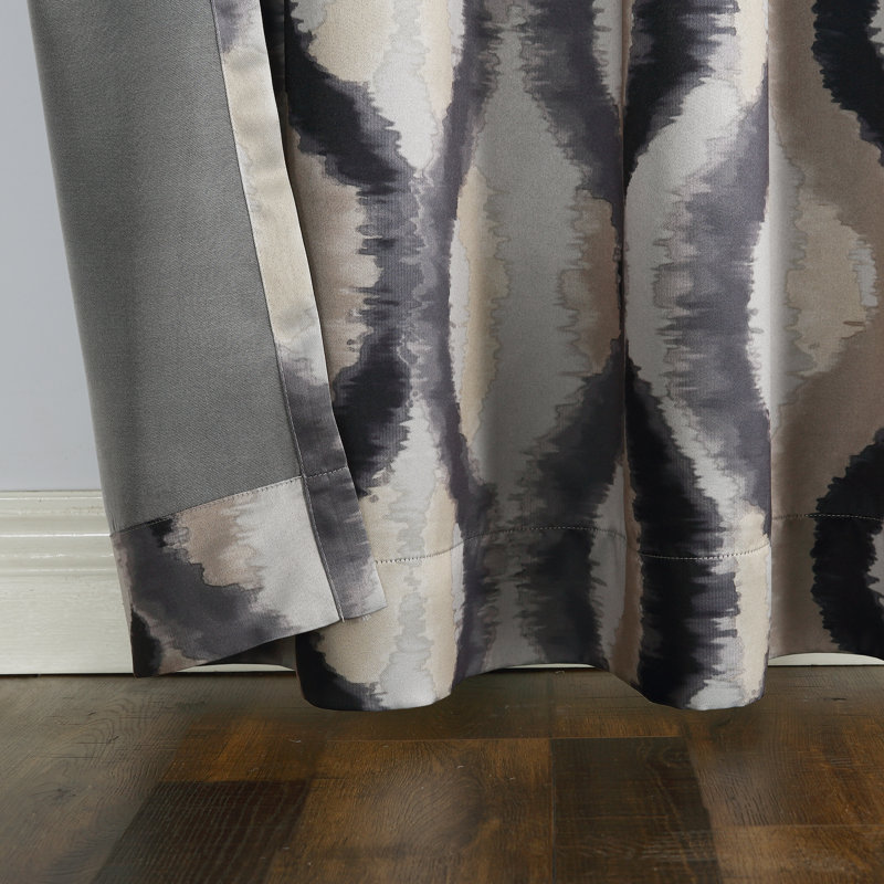 Watercolor Ogee Room Darkening Grommet Curtain Panel - Basics by Wayfair™, Gray, 54" W x 95" L