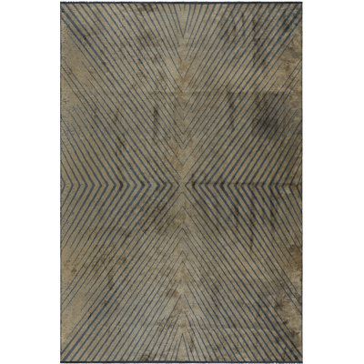 Rapture Charcoal Gray/Light Brown Chevron Luxury Area Rug