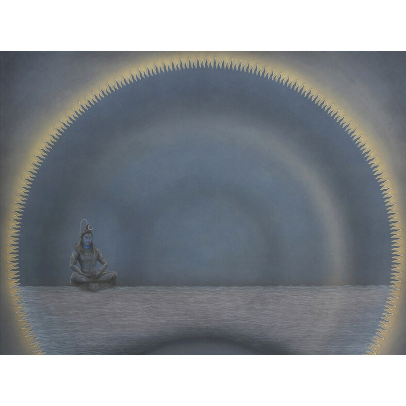 «Eclipse Lord Shiva», aquarelle par Shammi Bannu Sharma | Sur toile peinte à la main «Divinité indoue» | Décoration murale spirituelle