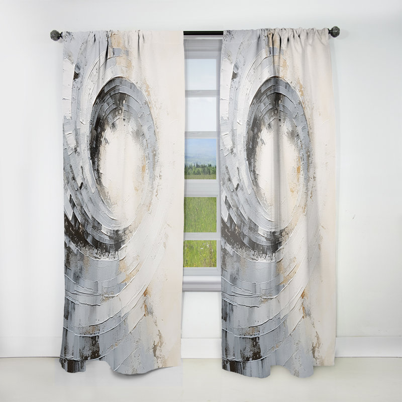 White And Grey Majestic Motion - Abstract Spirals Curtain - Velvet Room Darkening - 1 Panel, 52" W x 120" L