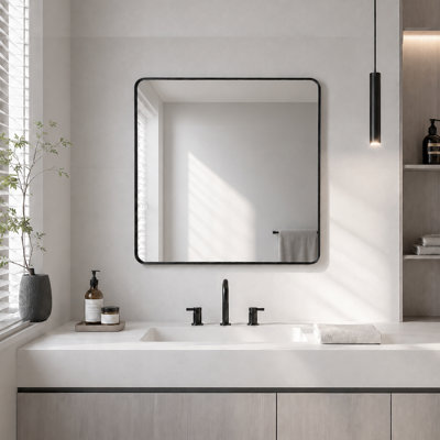 36 in. W x 36 in. H Rectangular Aluminum Alloy Framed and Tempered Glass Wall Bathroom Vanity Mirror