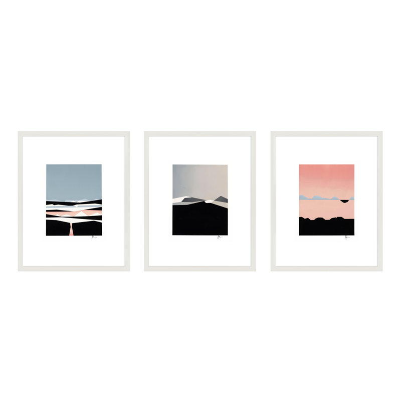 Afrika Set Of 3 Print by Lee Lessem, White Framed, 20" H x 16" W x 1.25" D