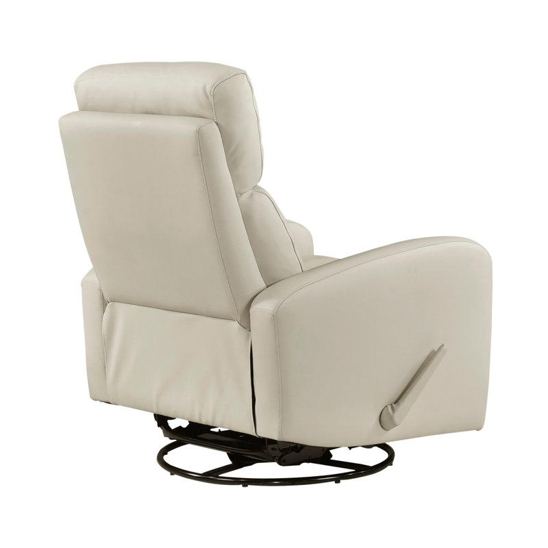 1Pc Glider Recliner Chair With Swivel Motion Beige Leather Upholstery Luxury Comfort Solid Wood Living Room Furniture, Beige