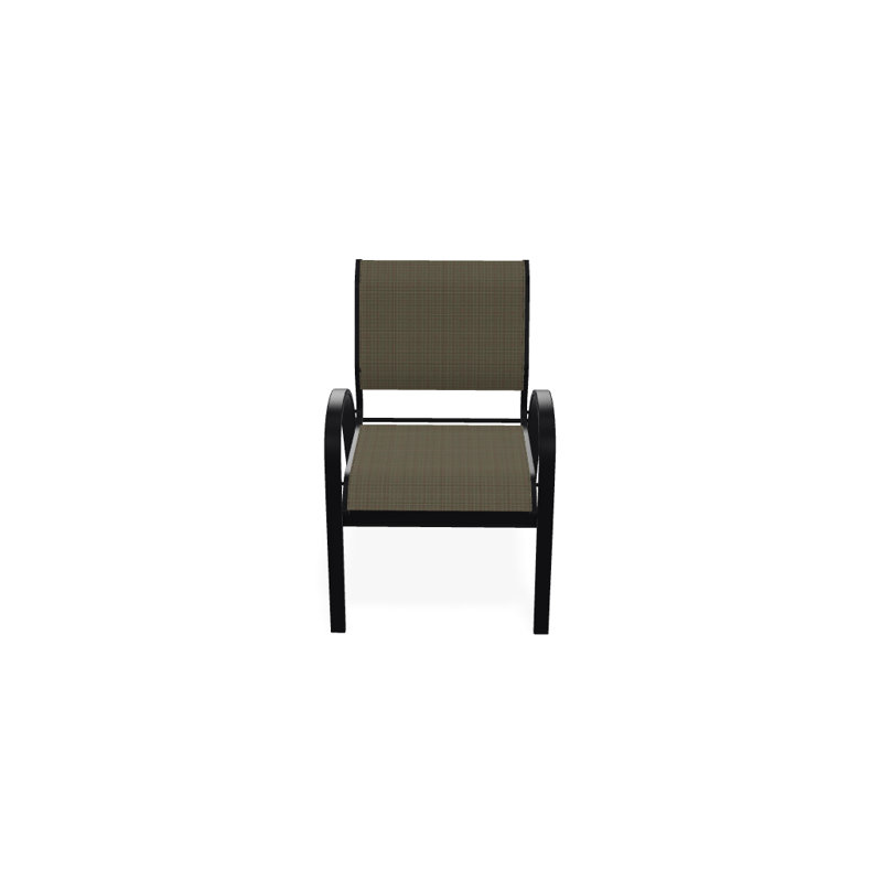 Chaise de patio empilable Hiraku, Tweed Sunbrella® brun, Noir texturé