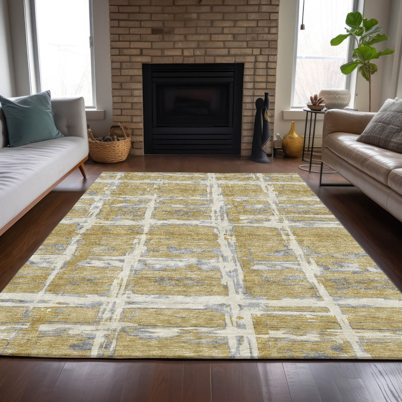 Mahaney Washable Striped Indoor / Outdoor Rug, Rectangle 9' x 12'