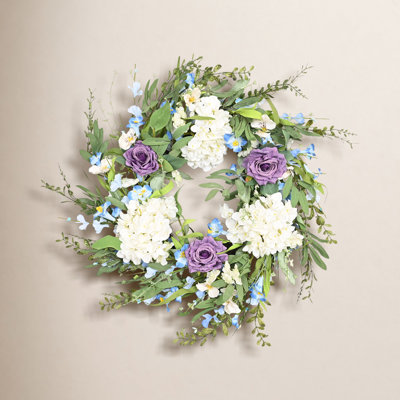 24" Handcrafted Peony No Holiday Wreath