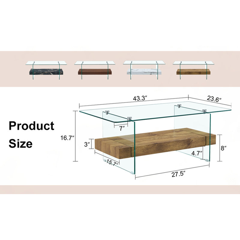 Table basse 40,3 po 2 couches, Bois