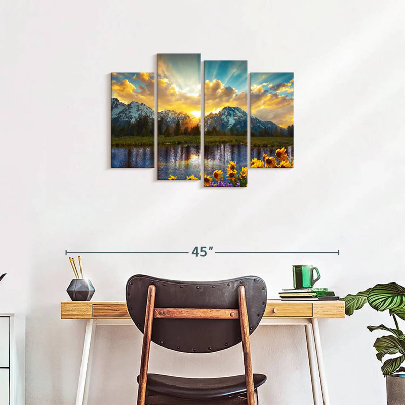 Grand Teton Grand Teton, impression sur toile 4 pièces, H 22 po x l 36 po x P 1 po